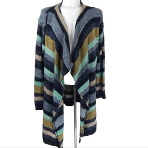 Modcloth Blue Green Striped Open Cardigan